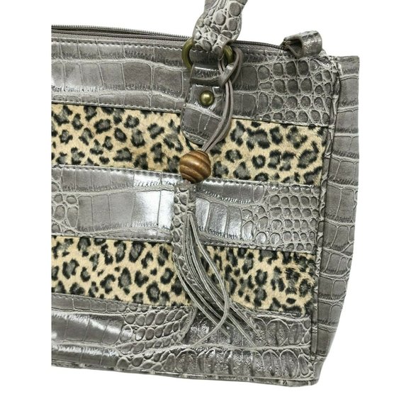 WILD Handbag Faux CROCcodile skin Leather and CHEETAH Print Purse - Picture 2 of 12